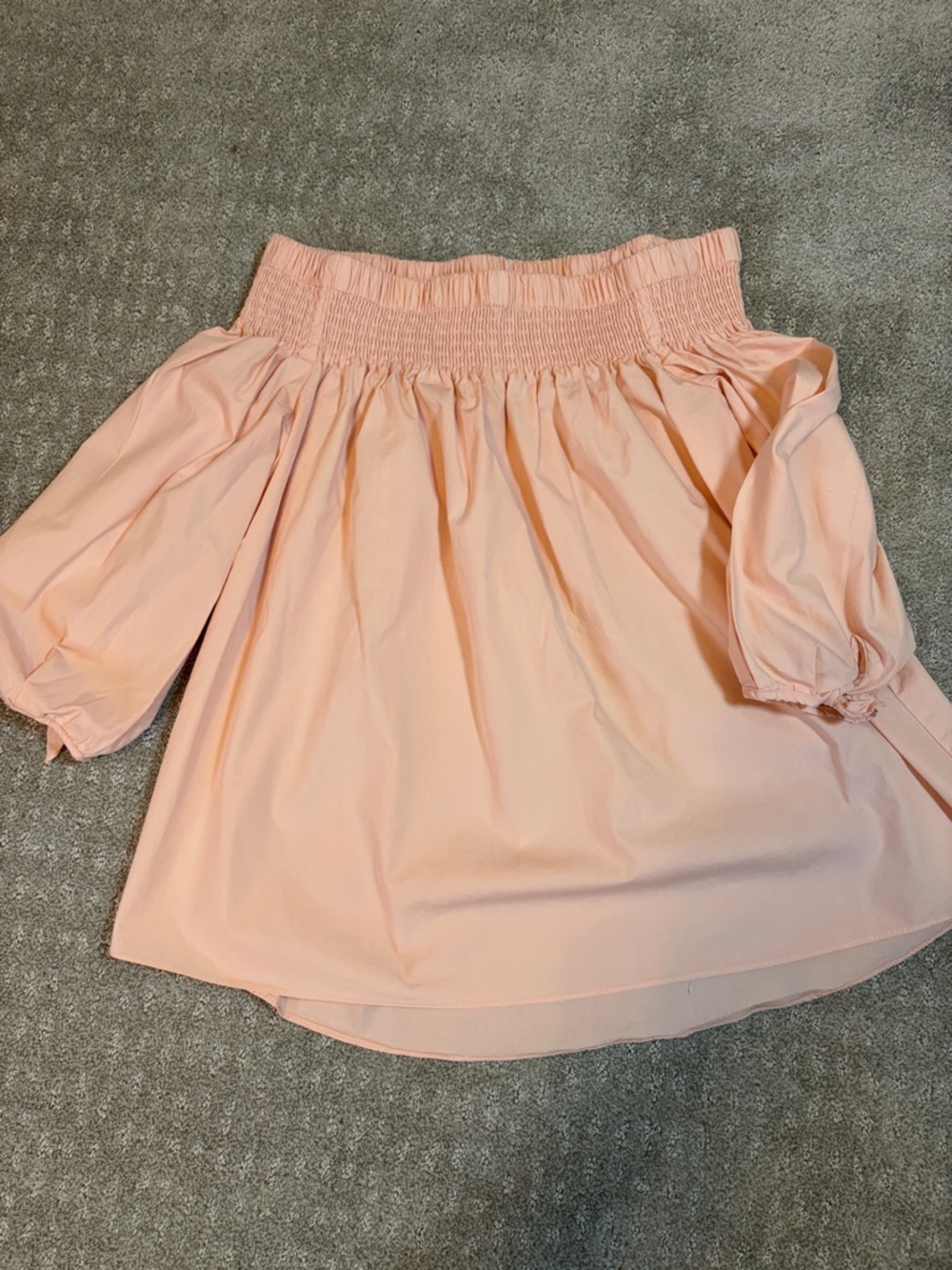Pomander Place Peach Off-Shoulder Pink Cotton Blouse